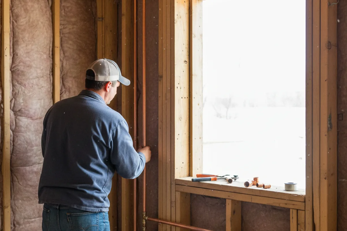 Licensed plumber running new copper supply lines in a Adak home