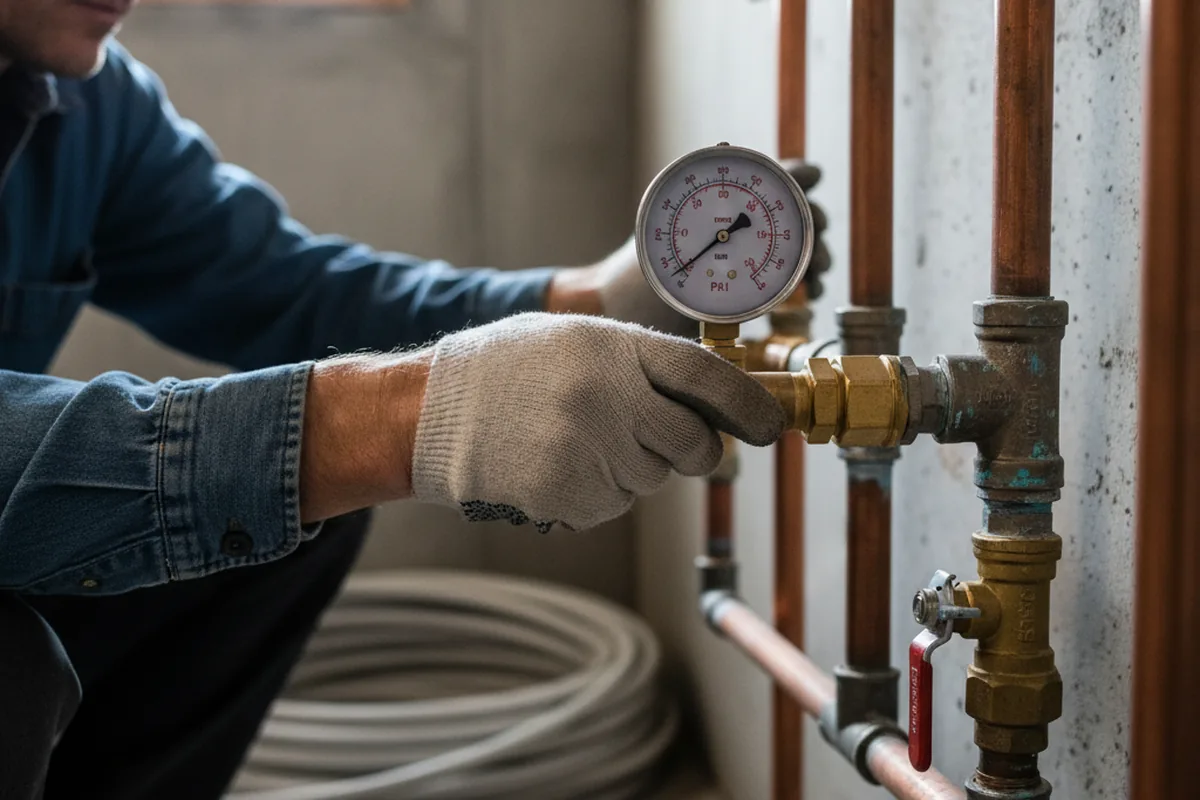 Pressure testing a repaired line during Water Line Repair in Adak